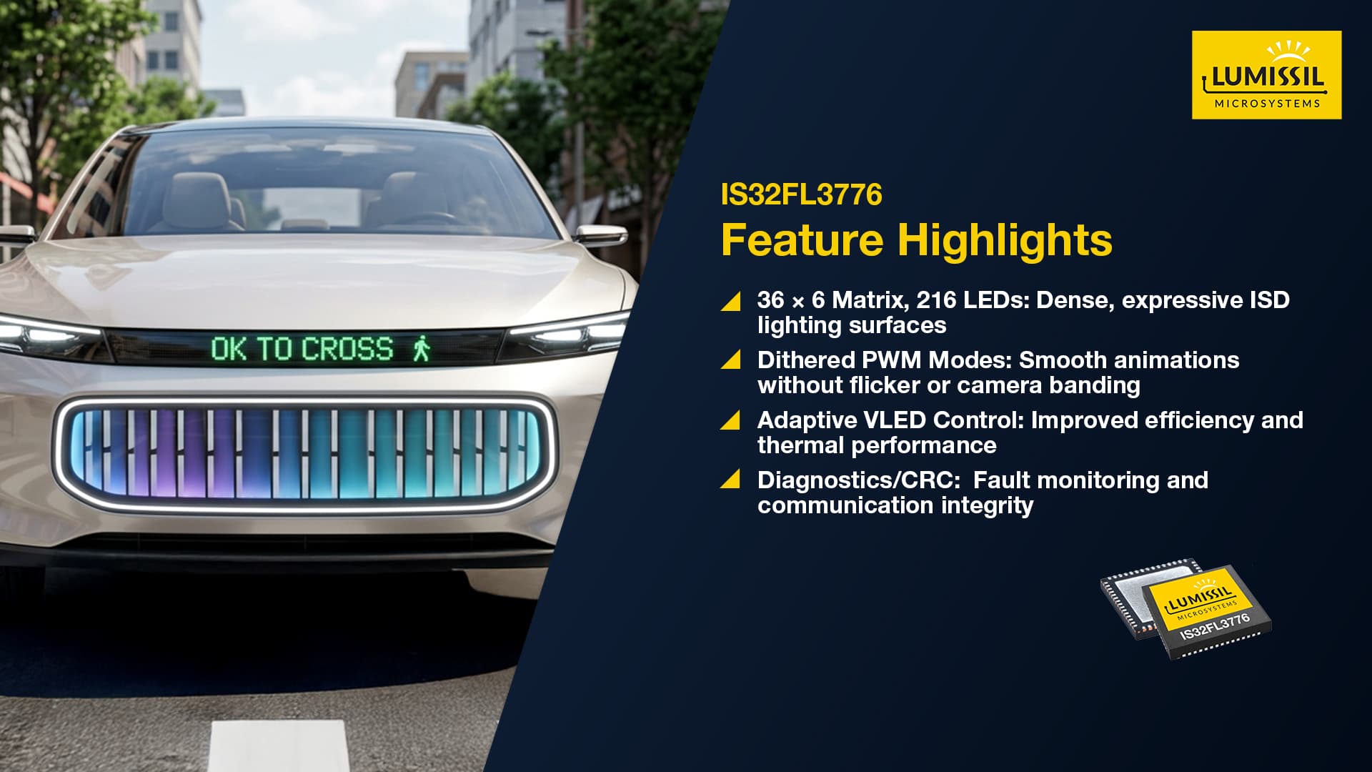 Lumissil Introduces IS32FL3776 Matrix LED Driver for Intelligent Signal Displays