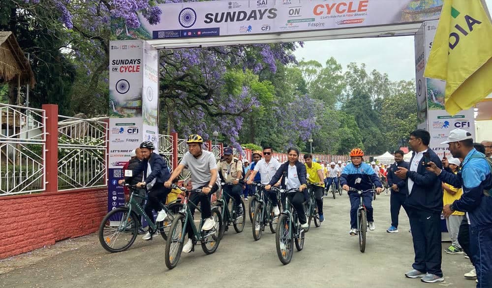 Union Sports Minister joins ‘Sundays On Cycle’ campaign in Shillong, urges youth to embrace cycling