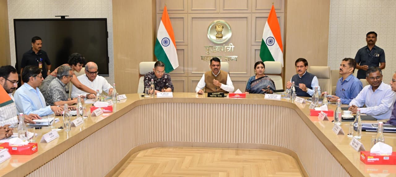 Chief Minister Devendra Fadnavis chairing high-level drought-free Maharashtra and water conservation review meeting
