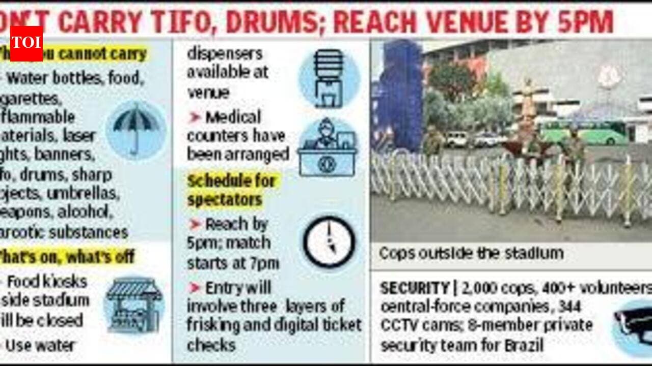 2k cops, 400 civic volunteers, no food kiosk at stadium for Brazil match