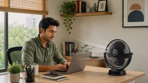Sweating at your desk ? We tested the best compact table fans for home offices under ₹3 , 000